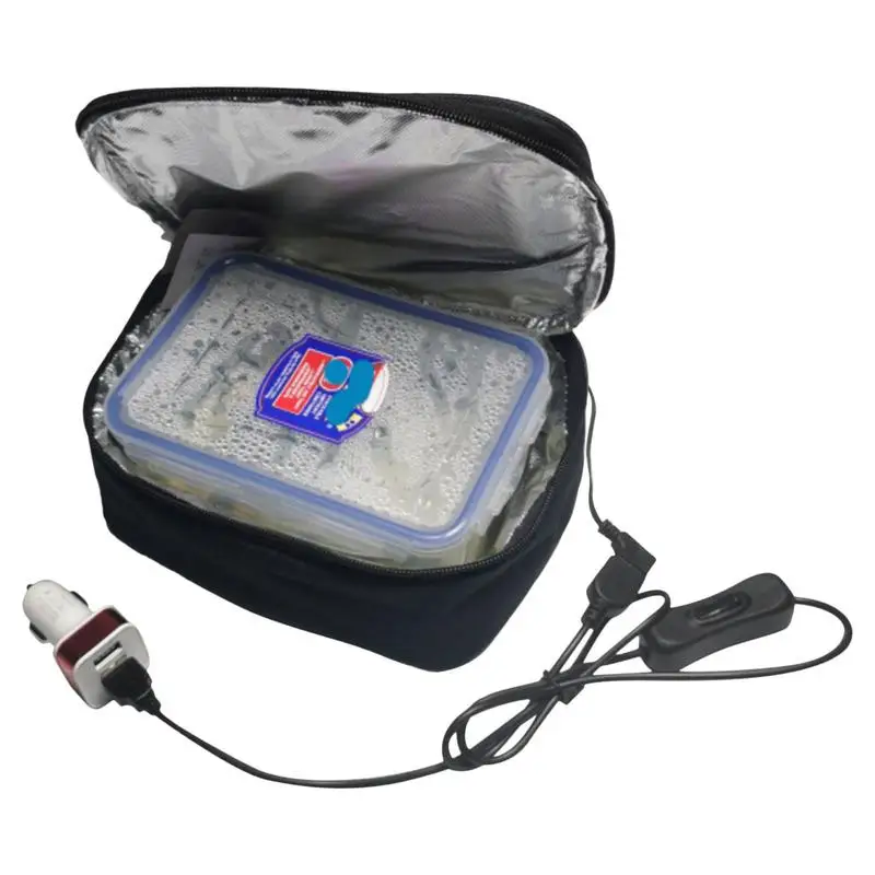 

USB Food Warmer Bag Insulated Lunch Box Portable Hot Lunch Container Car Lunch Bag 2-in-1 Heated And Insulated Bag Kids Supplies