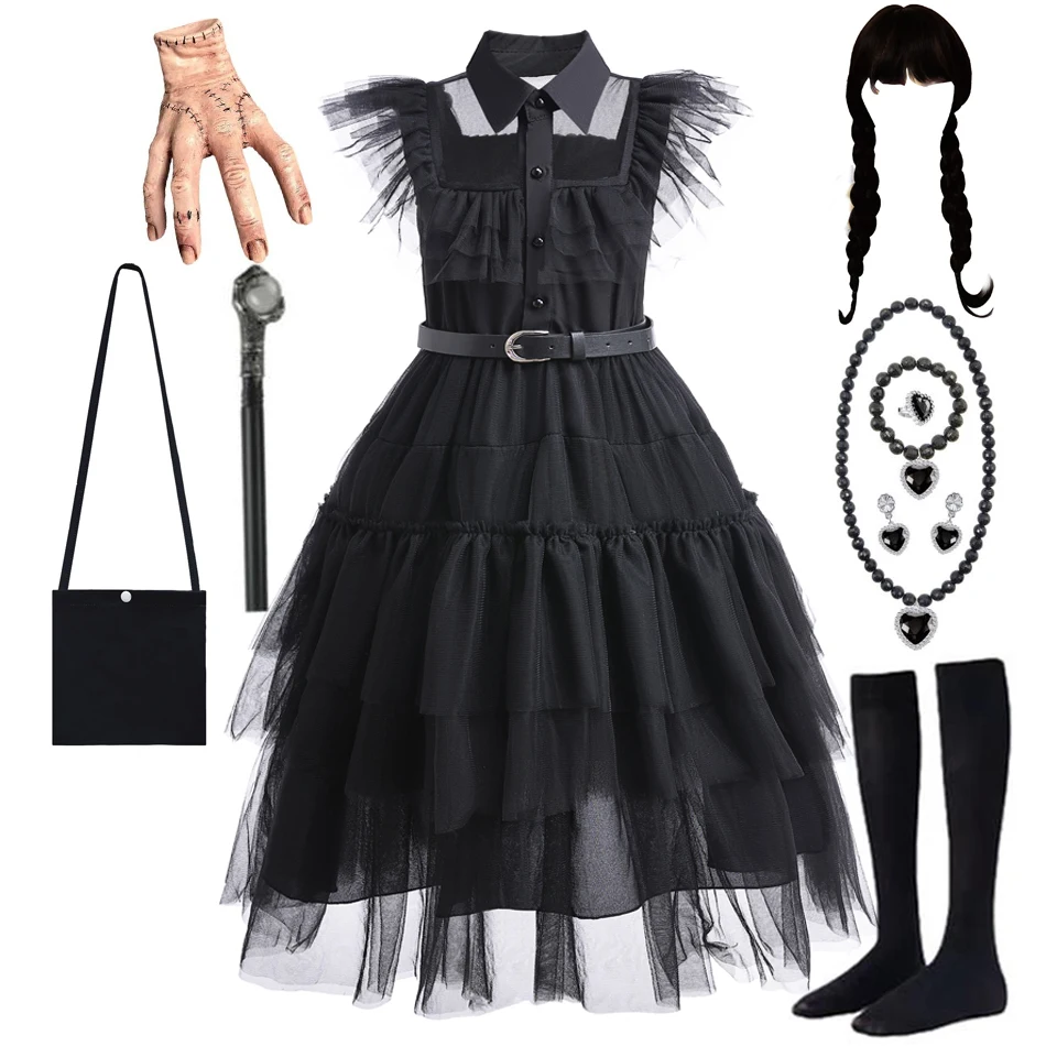 Wednesday-Dress-for-Girls-Black-Gothic-Costume-Kids-Teen-Wednesdays ...