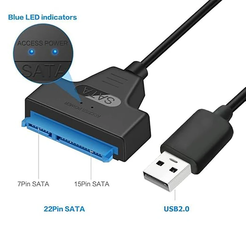 USB 2.0을 사용하는 2.0 OTG SATA 어댑터, 2.5인치 외장 하드 드라이브, 솔리드 스테이트 드라이브, 하드 드라이브 어댑터 케이블 지원