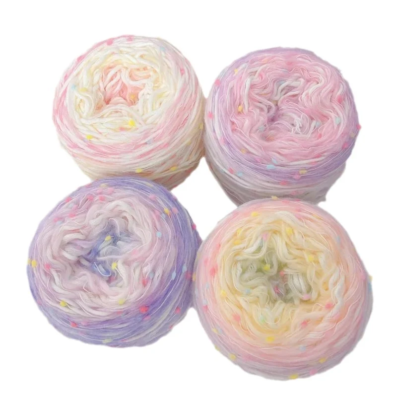 50g/Roll Gradient Rainbow Sugar Scarf Thread Woolen Thread Mohair Pea Colorful Dot DIY Material Bag