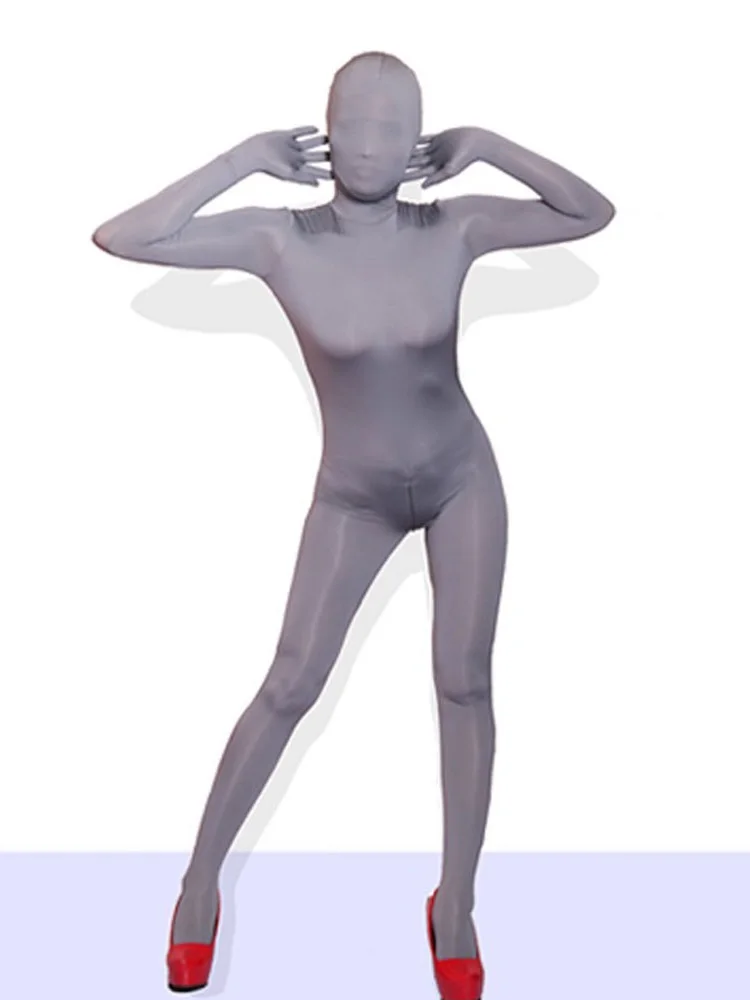 Cosplay Costume Adult Unitard Latex Lingerie Sexy Fetish Wear Sexy See Through Ice Silk Full Wrap One-piece Tight Jumpsuit High Elastic Home Corset Zipper Open Crotch Bodysuit