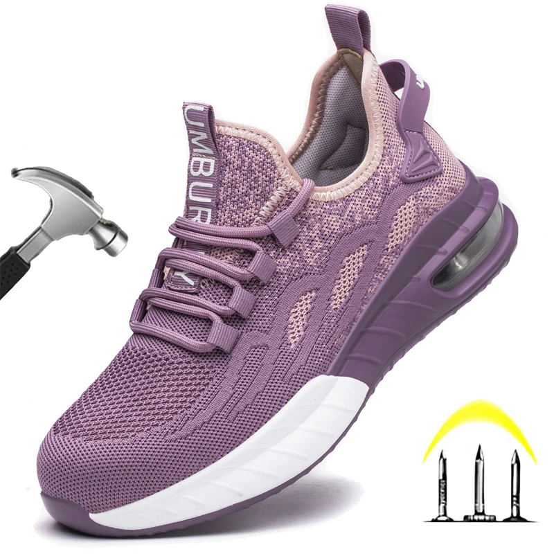 Women Safety Shoes Soft Sole Protective Sneakers