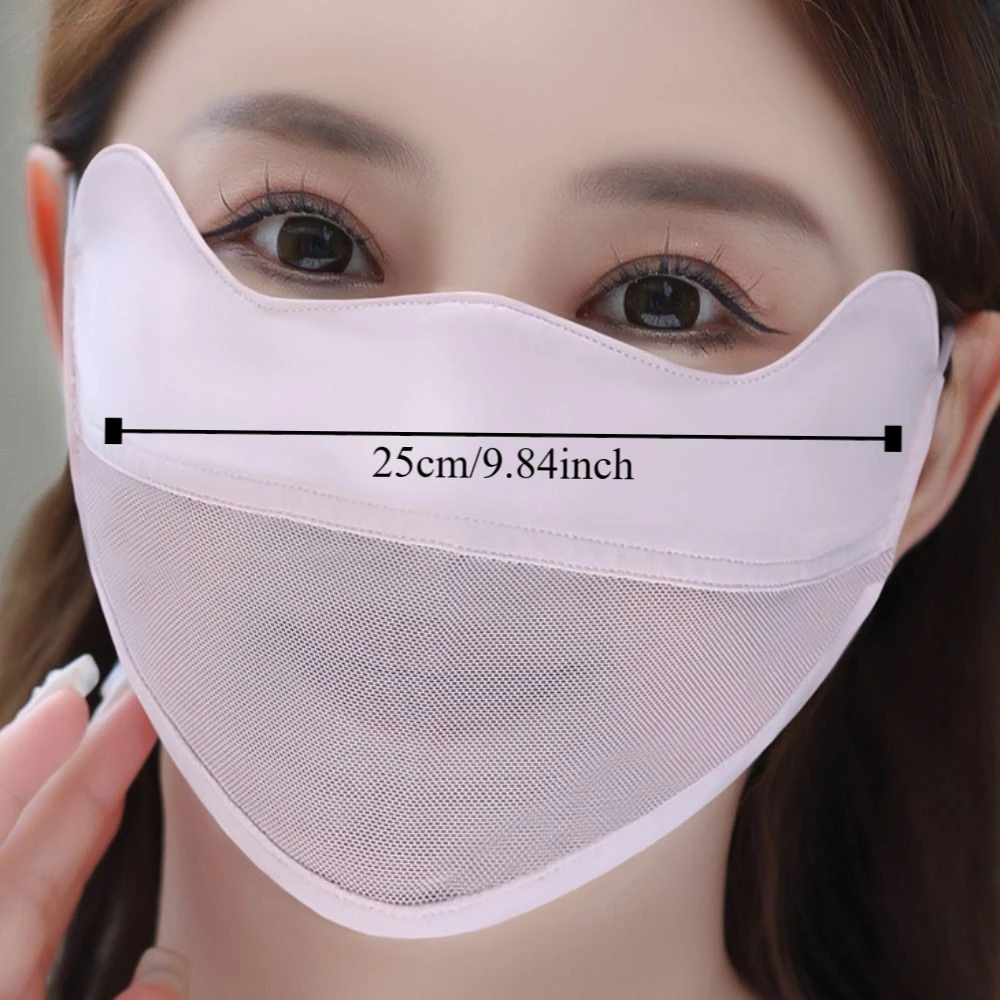 Mesh Ice Silk Face Scarf Elastic Solid Color UV Protection Anti-uv Face Cover Mask Scarves Sunscreen Veil Fishing sunscreen face mask silk scarf