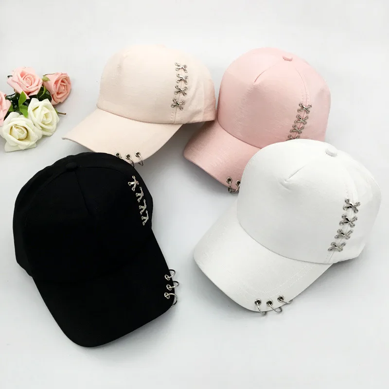 Hot Sale Unisex Y2K Cap Solide Plain Baseball Cap Outstreet Women Cross Metal Decoration Cap Female Trendy Hat