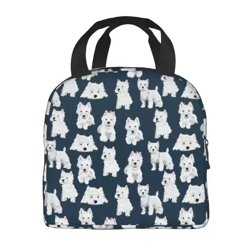 

West Highland White Terrier Dog Thermal Insulated Lunch Bag Cute Westie Puppy Resuable Lunch Tote for School Food Box