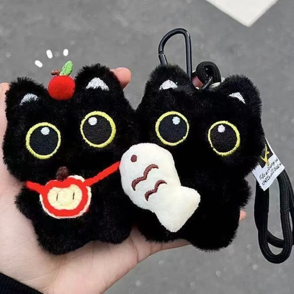 Neue Schal Schwarze Katze Plüsch Puppe Schlüsselbund Kamera Schulter Tasche Puppe Tasche Anhänger Auto Schlüssel Ring Geschenke