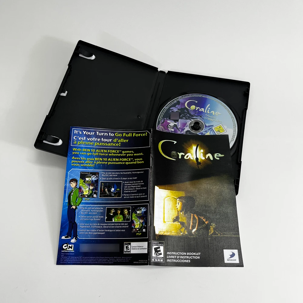 코랄린 어드벤처 비디오 게임 PS2 카피 CD (수동 케이스 커버 포함) SS 콘솔 광학 드라이브 비디오 직접 읽기 잠금  해제-Freehip.co.kr