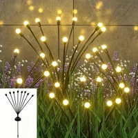 Outdoor Solar Pathway Light Waterproof 6/8/10 Heads Led Powered Swaying Firefly Lamp Star Burst Solar Firefly Garden Light 2