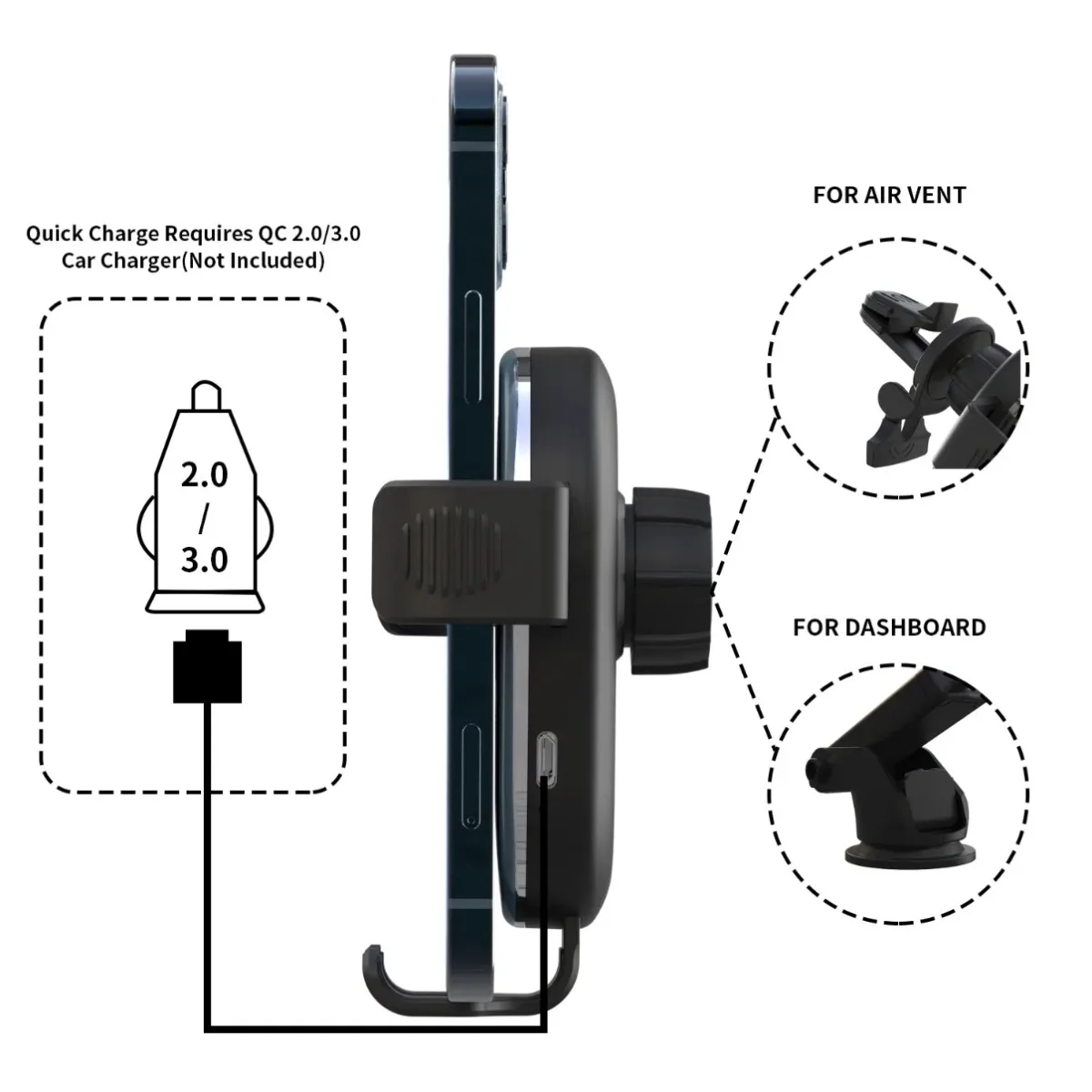 100W Car Wireless Charger Air Outlet Phone Holder for iPhone 16-12 Samsung Xiaomi Gravity Fast Charging Air Vent Clip Cell Stand
