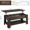 Lift Top Coffee Table with Hidden Compartment and Storage Shelf, 38.6in L, Café Tables 3