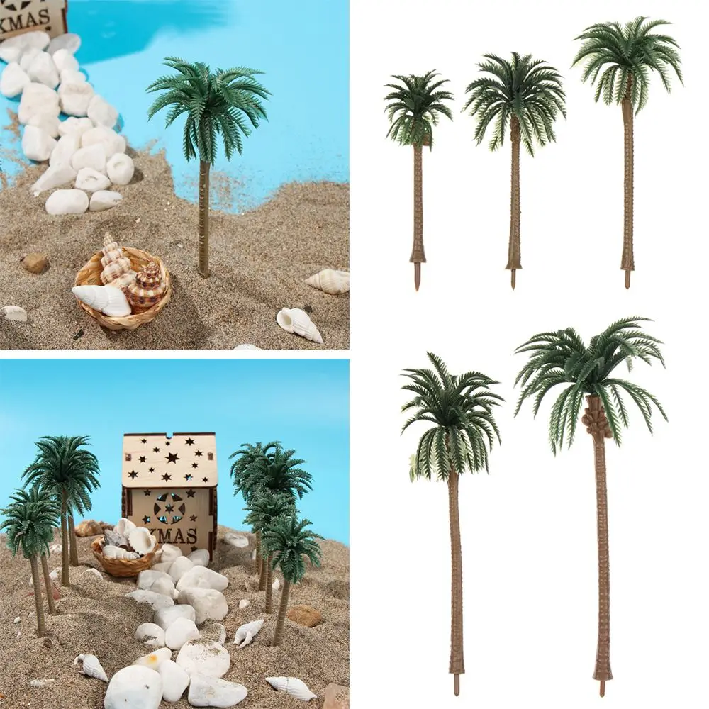 5Pcs Exquisite Sand Table DIY Decor Coconut Palm Tree Craft Micro Landscape Plastic Bonsai Plant Pots model