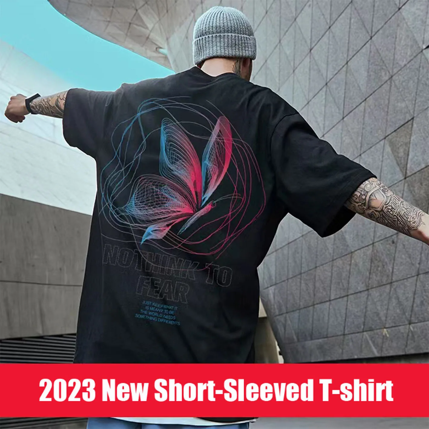 

Oversize T-Shirt For Men Woman Butterfly With Print Fashion Cotton Short Sleeve Xxl Trend Streetwear Free Shipping