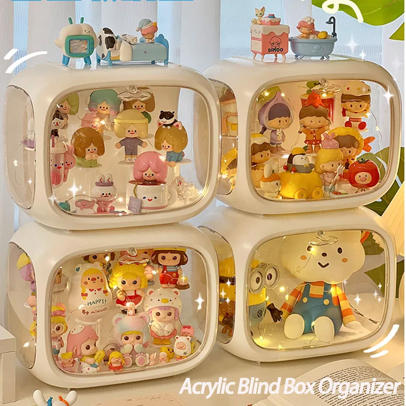

Acrylic Blind Box Storage Box Student Desktop Action Figures Display Rack Dust-proof Artcrafts Box Toy Doll Storage Organizer