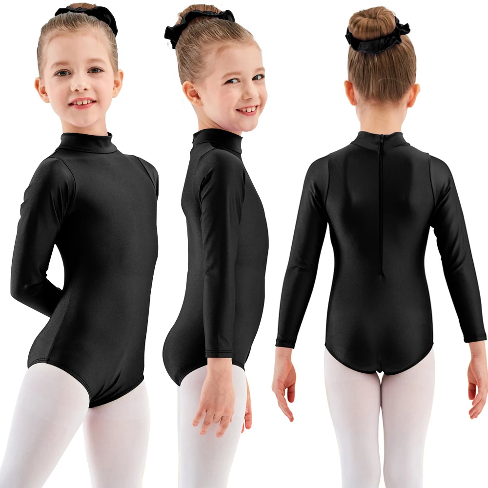 AOYLISEY Kids Basic Ballet Leotard Long Sleeve Turtleneck Girls Gymnastics Spandex Toddler Baby Romper Dance Costumes ballet leotard dance leotard girls dance costumes