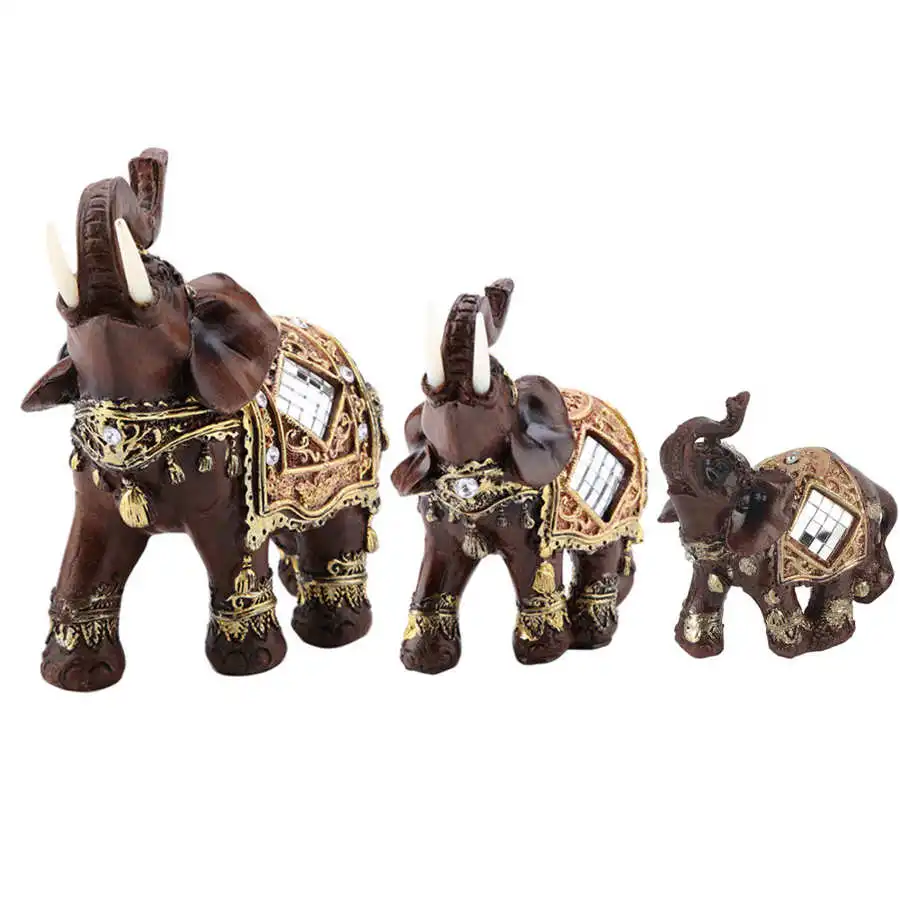Lucky Feng Shui Houtnerf Olifant Standbeeld Gemaakt van Hoge Kwaliteit Hars, Symbool van Rijkdom, Geluk, Gunstig en Geluk Sculptuur, Prachtige Antislip Cadeau voor Thuis, Kantoor,(Wood grain trumpet