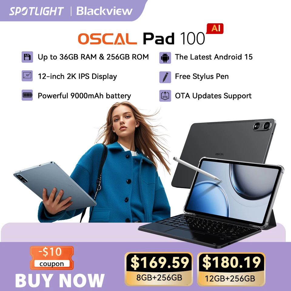 OSCAL Pad 100 (Blackview) 12インチタブレット Blackview Oscal Pad 100 Android 15 Tablets 12