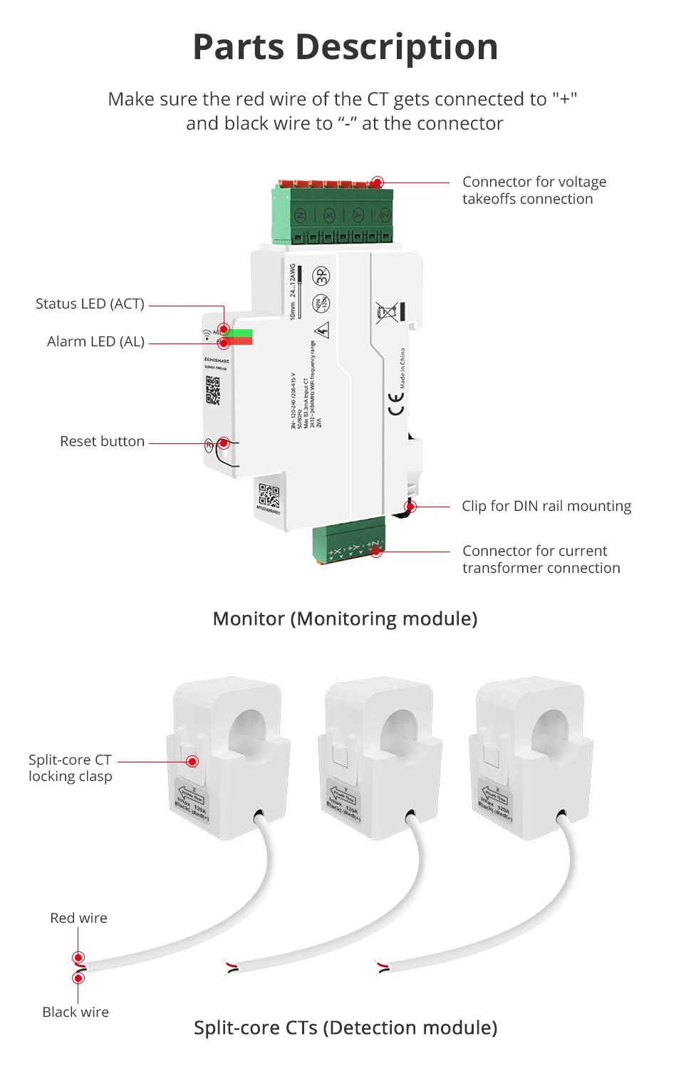120A WiFi Smart Din-rail Energy Meter 3 Phase Power Monitor Withdrawable Connect