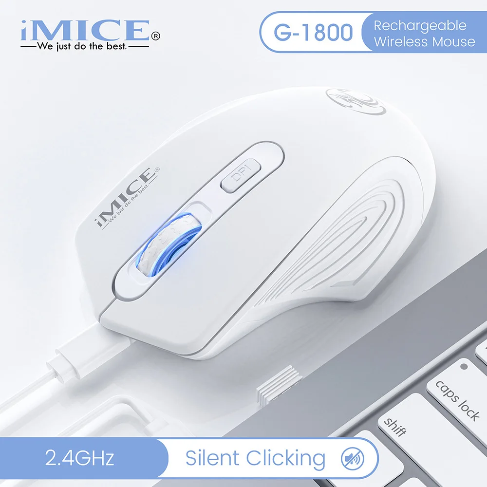 IMICE G-1800 2.4G Silent Wireless Mouse USB Transmission Rechargeable Business Office Gaming Mouse Adjustable Sensitivity