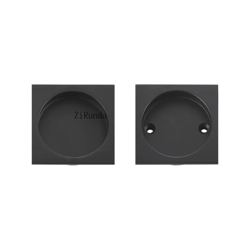 Brass sliding door handle lock set, kitchen bathroom wooden door inlaid with ultra-thin shiny PVD gold matte black