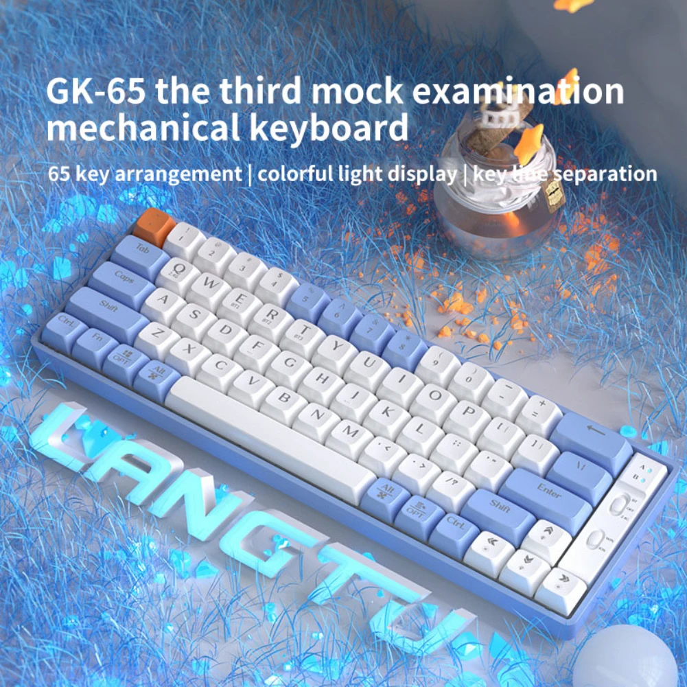 New Langtu GK65 Mechanical Keyboard Wireless Gaming Wire 2.4g 3-mode ...