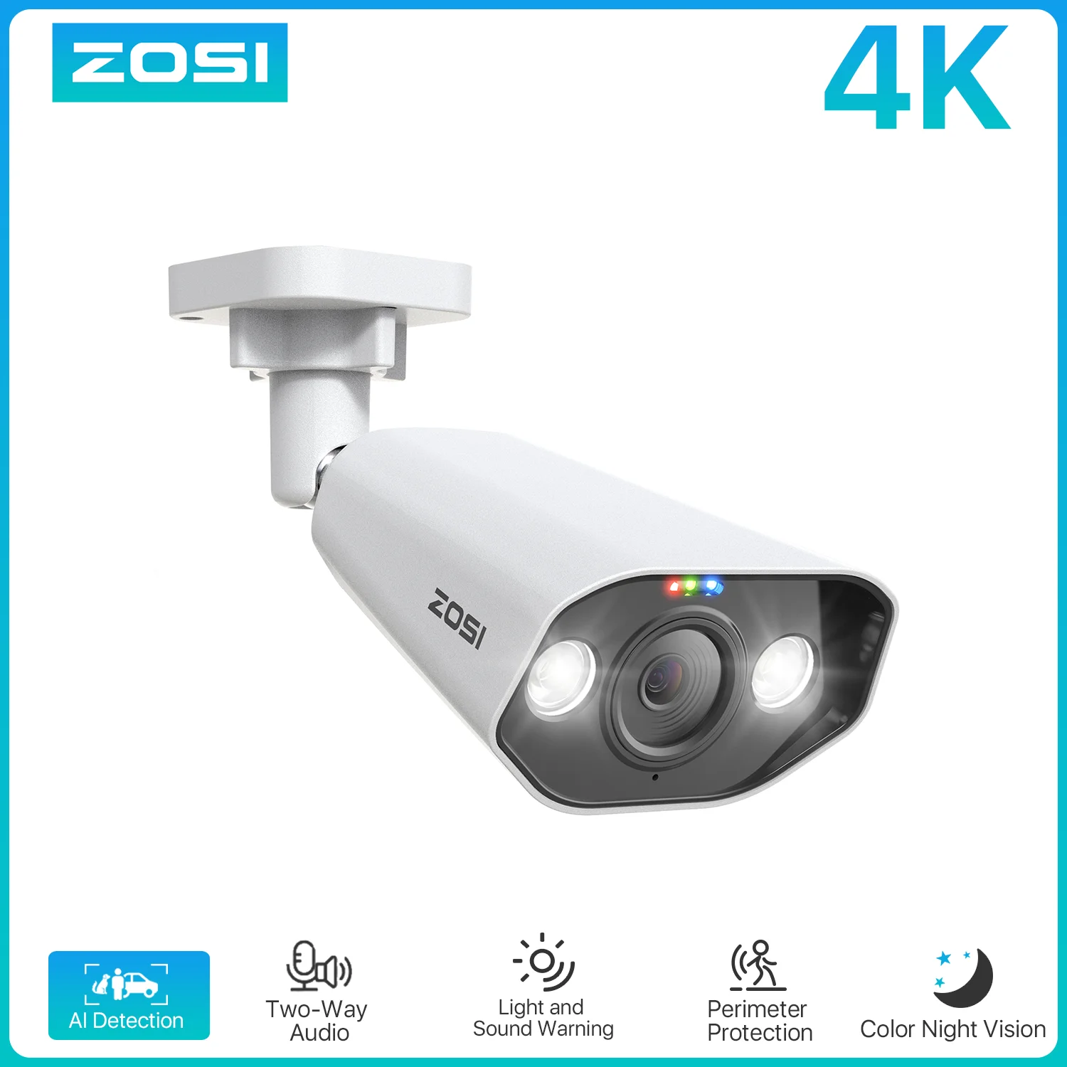 ZOSI 5MP 8MP IP Camera Add-on Outdoor PoE Security Camera Two Way