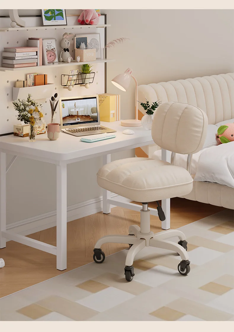 Description Picture 4 of itemComfy Swivel Office Chair Beige Wheels Glides Home Pink Study Chair Height Extender Sillas De Oficina Garden Furniture Sets