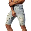 Men's Summer Casual Personality Irregular Foot Denim Shorts Wool Ripped Vintage Street Fifth Jeans 4