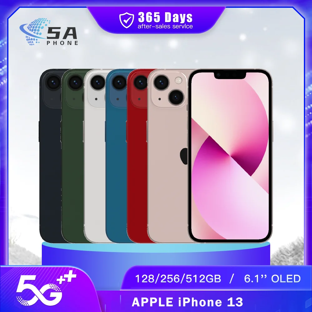 Original Apple iPhone 13 128GB/256GB/512GB Mobile phone 5G LTE Face ID NFC IOS A15 Bionic Hexa Core 6.1'' 12MP&12MP iphone 13