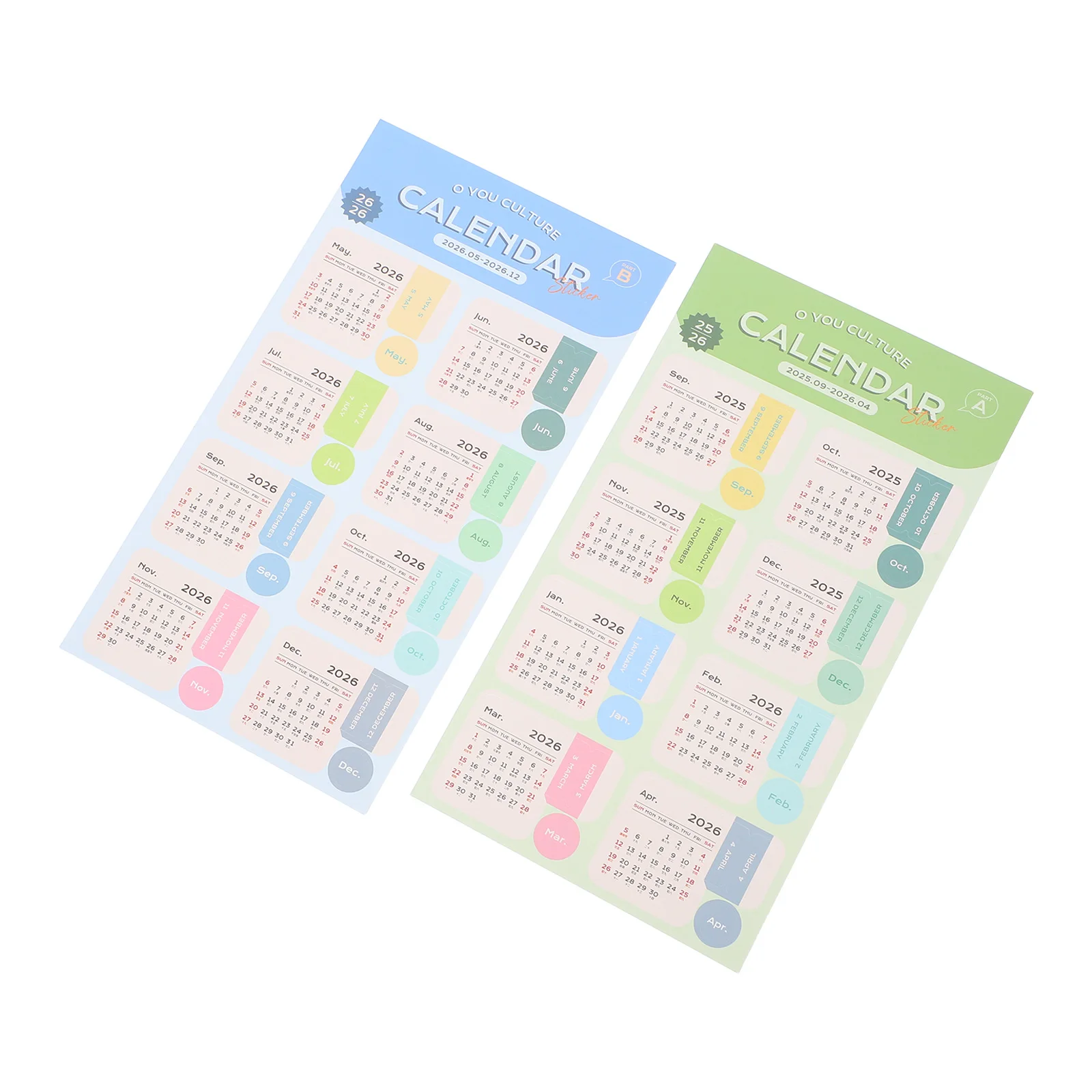2 Sheet 2026 Schedule Calendar Stickers Monthly Planner Adhesive Index Divider Tabs Month Page Weekly Labels For Daily Notebook