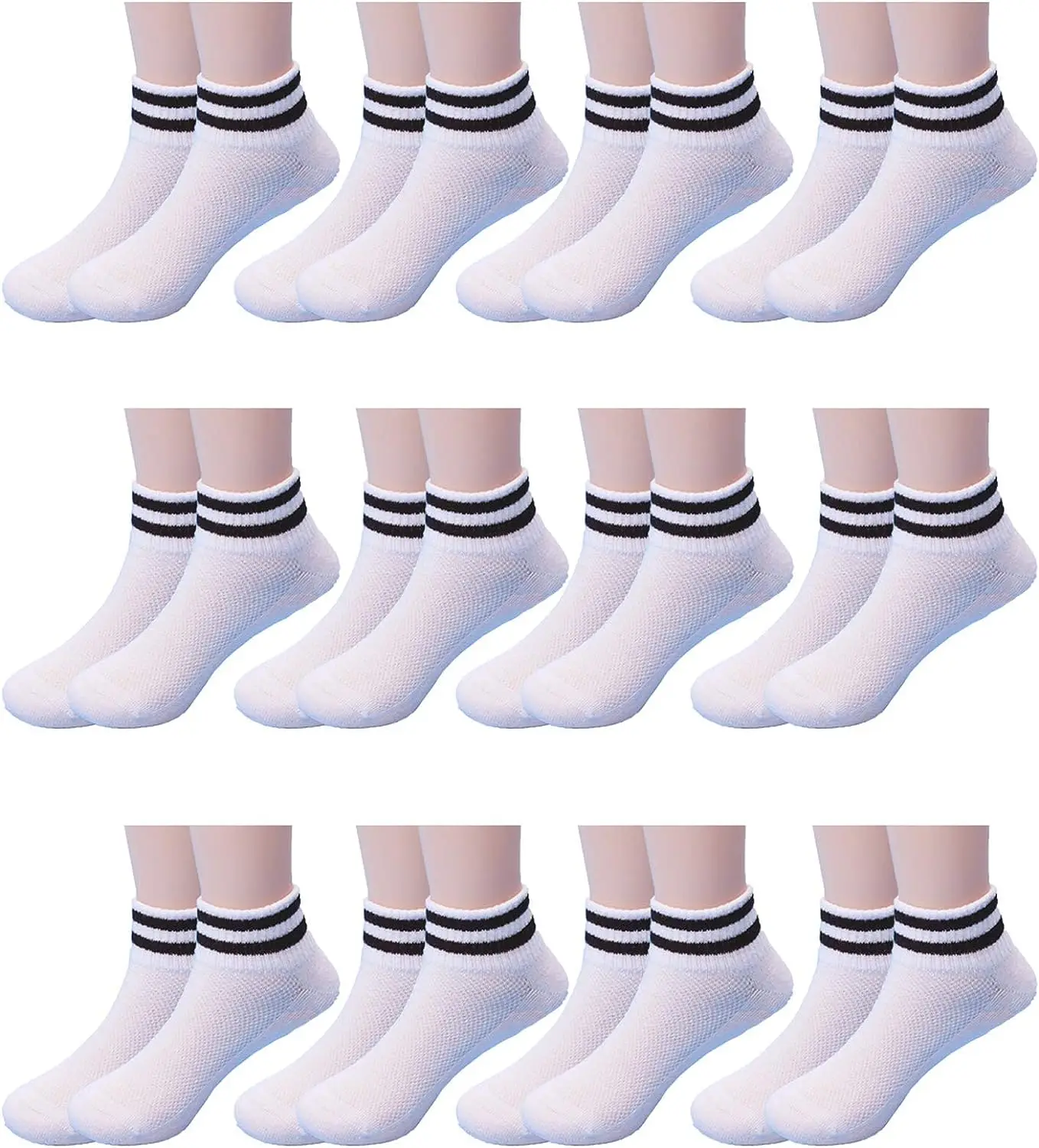 

Boys Girls 12- Pair Half Cushion Ankle Socks Low Cut Athletic Cotton Breathable Summer Socks 2-12 Years Old Free Shipping