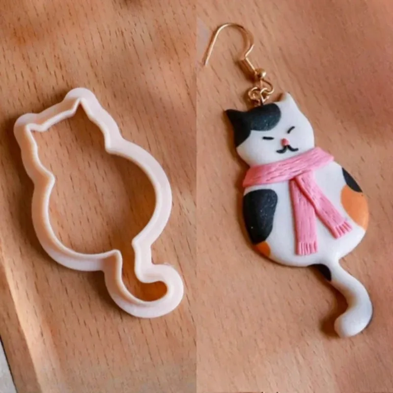 Polymer Clay Cutters Cartoon Cat Shaped Cute Kitten Eaglet Earring Dangle Clay Cutting Die DIY Jewelry Pendant Making Tools