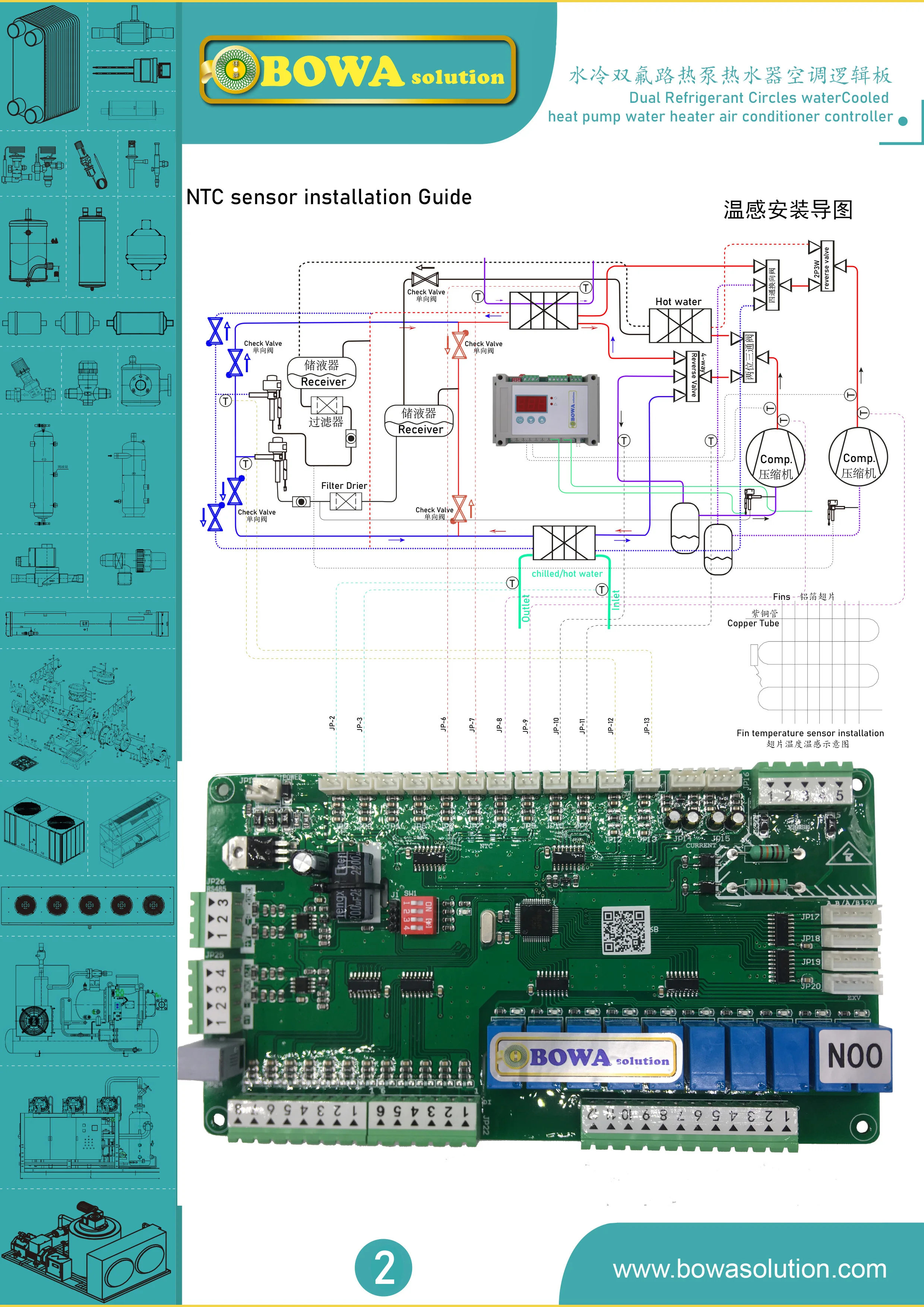 General purpose system logic controller of 2-compressors geothermal heat pump water heater air conditioners is powerful function