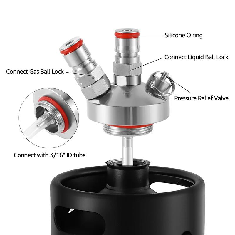 Rubinetto Birra Con Lancia CO2 Per Mini Keg 2L/3.6L/4L - Kit Erogatore In Acciaio Inox Per Birra Alla Spina