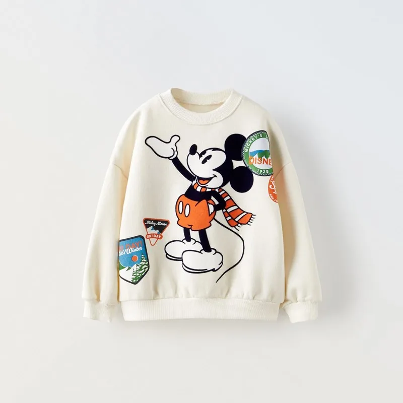 Christmas Cartoon Mickey Hoodies Spring Fall Clothes Children Tops Loose Fashion Popular Kids Girl Boy Long Sleeved Sweatshirt girl sweatshirt kids sweatshirt
