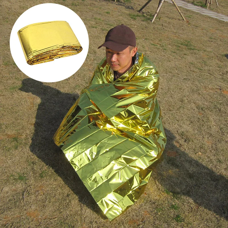 Emergency Blanket Outdoor Survival Blanket Waterproof Foil Thermal Space Lifesaving 160*210cm