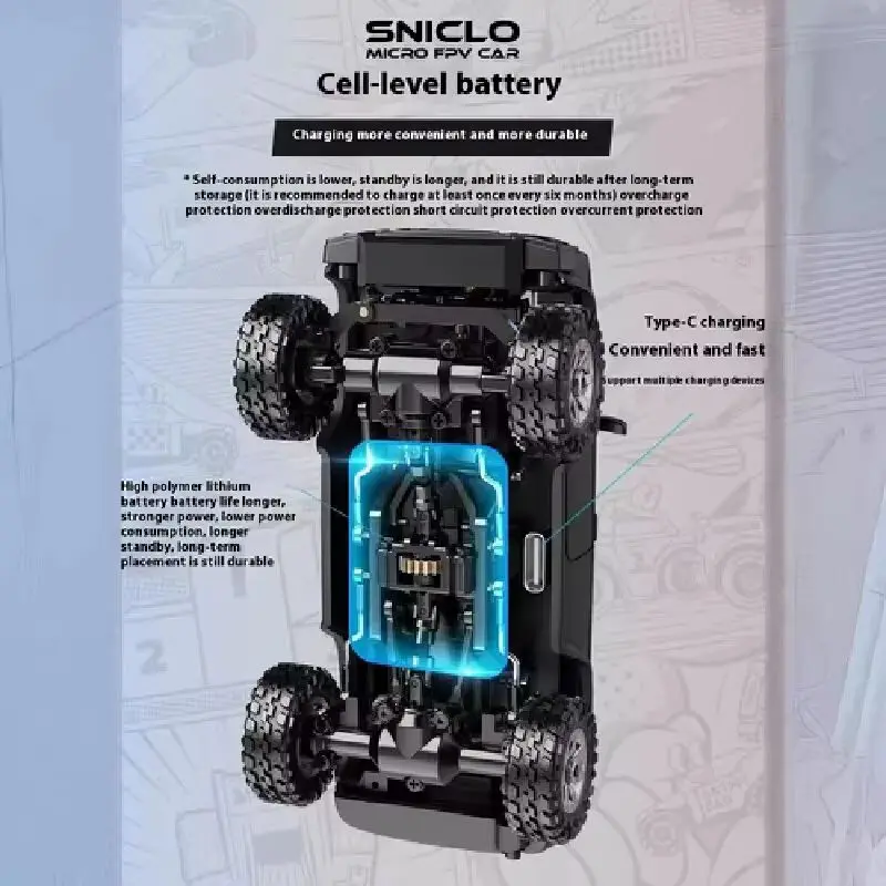 New Sniclo 1:43 Mini Simulation Climbing Fpv Remote Control Car Rc 4wd Birthday Desktop Toy Off Road Vehicle Children'S Toy Gift 4