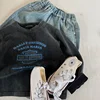 2025 New Spring Letter Printed Toddlers Kids Europe Style T-shirts Long Sleeve Loose denim Tops Style Baby Children Casual Tees 6