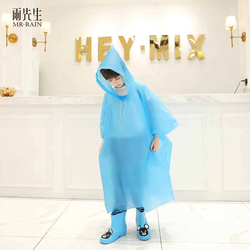 Fashion EVA Children Adult Raincoat Kid Adult Thickened Waterproof Rain Coat Girl Boy Outdoor Hiking Travel Reusable Rain Jacket