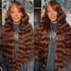 13x6 HD Lace Frontal Wigs Dark Brown Body Wave Human Hair Wigs Chocolate Brown 36 inches Front Wig Brazilian Pre Plucked 3