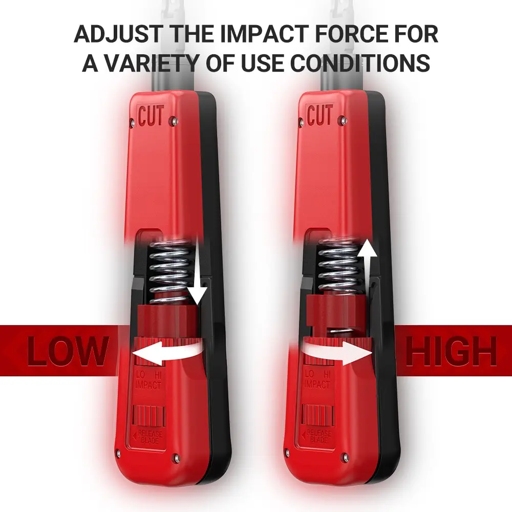 Punch Down Tool AMPCOM Multi-functional Impact Tool with Removable 110 IDC Two Head Blade and Cable Hooks