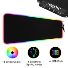 

Gaming Mouse Pad RGB LED Glowing Colorful 4 HUB Port Large Gamer Mousepad Non-slip Desk Mice Mat 11 Colors For PC Laptop