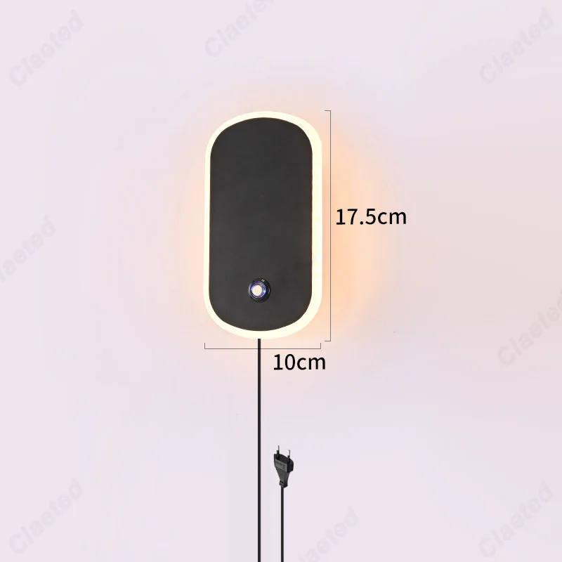Simple LED Touch Dimming EU Plug Wall Light USB Charging Port Bedroom Bedside Lamp Living Room Corridor Decorative Wall Light