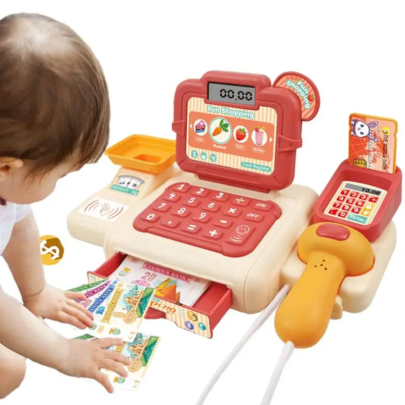 Toddler Cash Register Play Cash Register With Lights Sound Cartoon Toy Multi-functional Toy For Kids
