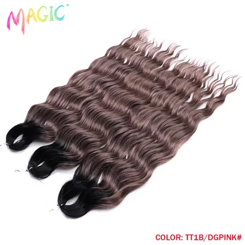 Anna Synthetic Hair 24 Inch Water Wave Braiding Hair Extensions Ombre Blonde Deep Wave Afro Curl Twist Crochet Hair for Women - Image 28