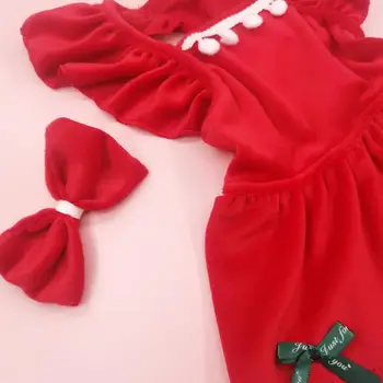 1 Set Pet Dress Christmas Dog Costume Elegant Red Skirt With Bow Headdress Cat Princess Dress Pet Supplies 5