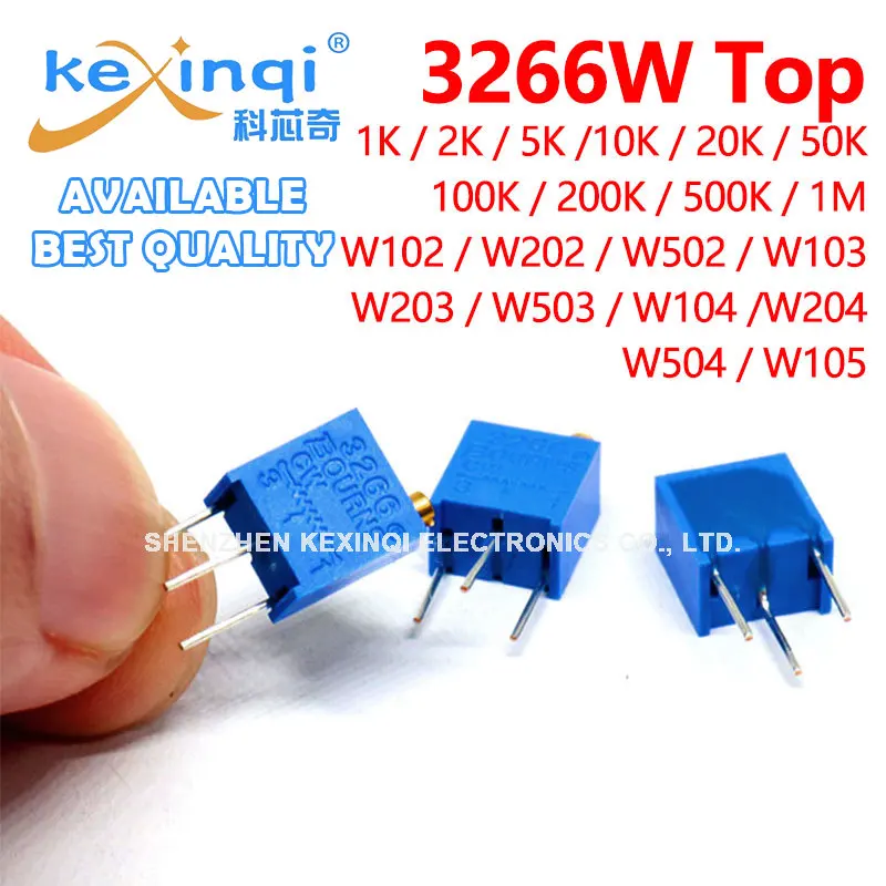 10pcs 3266W 3266 102 202 1M Multiturn Adjustable Trimpot Trimmer Resistor Potentiometer 1K 2K 5K 10K 20K 50K 100K 200K 500K Ohm