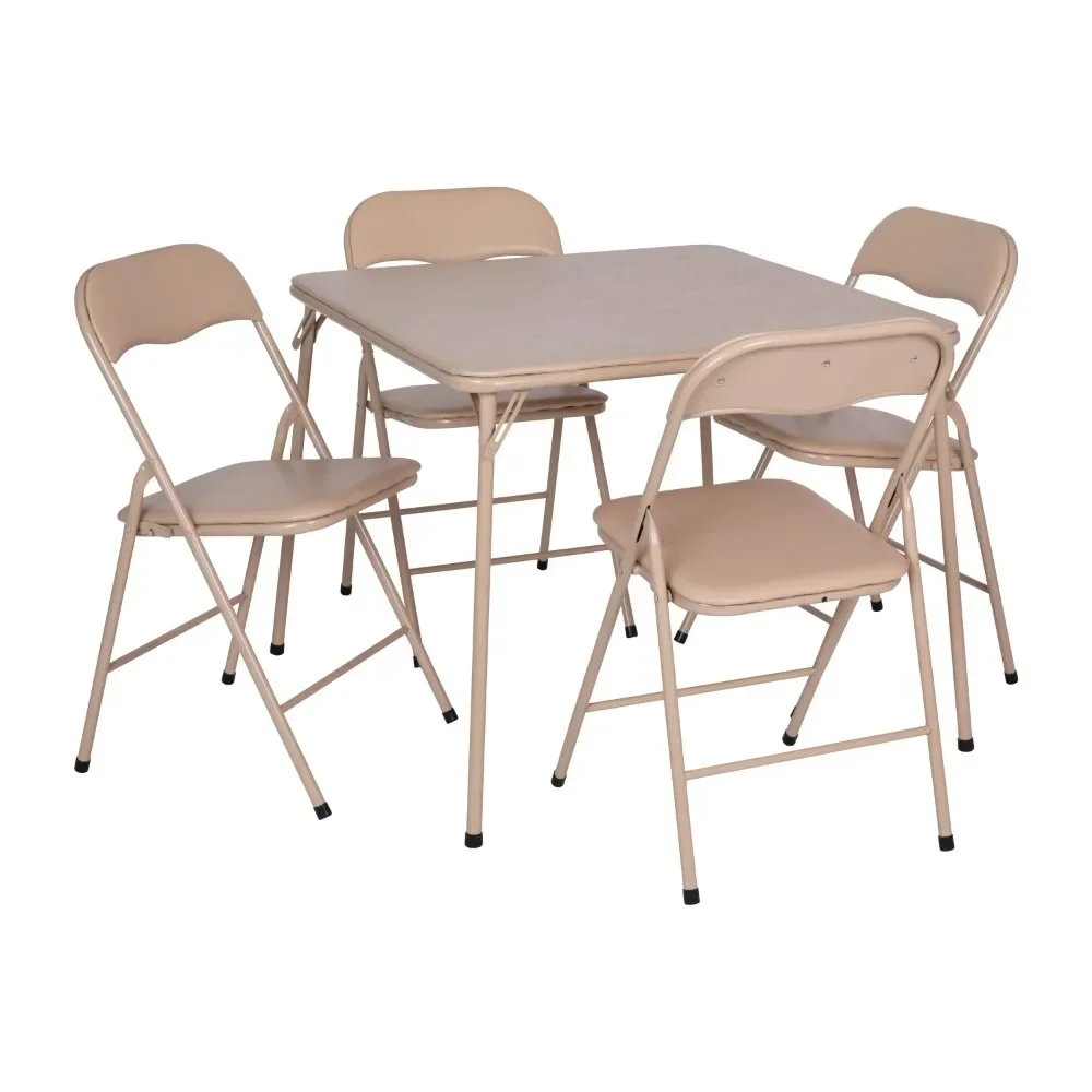 

Набор столов и стульев, Мэдисон Винил 5 шт. складной игровой стол и стулья для использования внутри или вне помещения, обеденный стол и стул