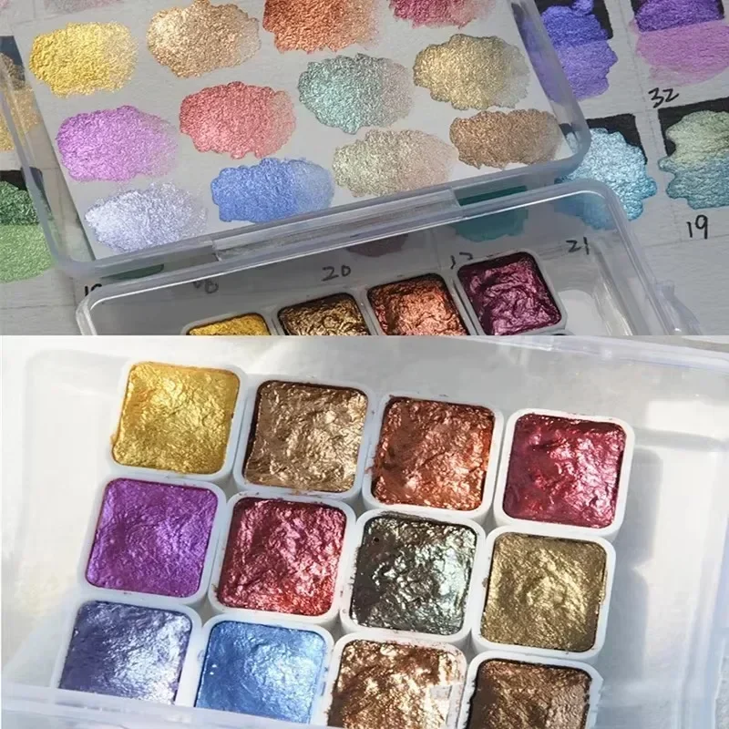 6-12 colors Nail Solid Pigment Watercolor Blue Purple Green Manicure Decor Metallic Draw Smudge Glitter Watercolor Nail Pigment