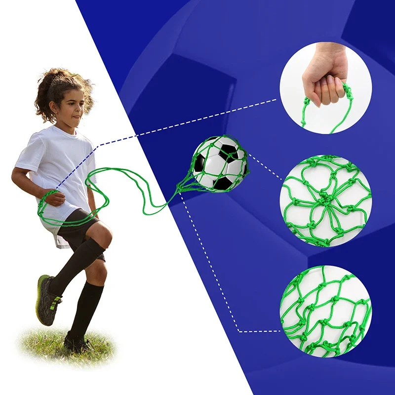 Youth Football Self Trainer Kick Net & Mesh Soccer Ball Carry Bag 4