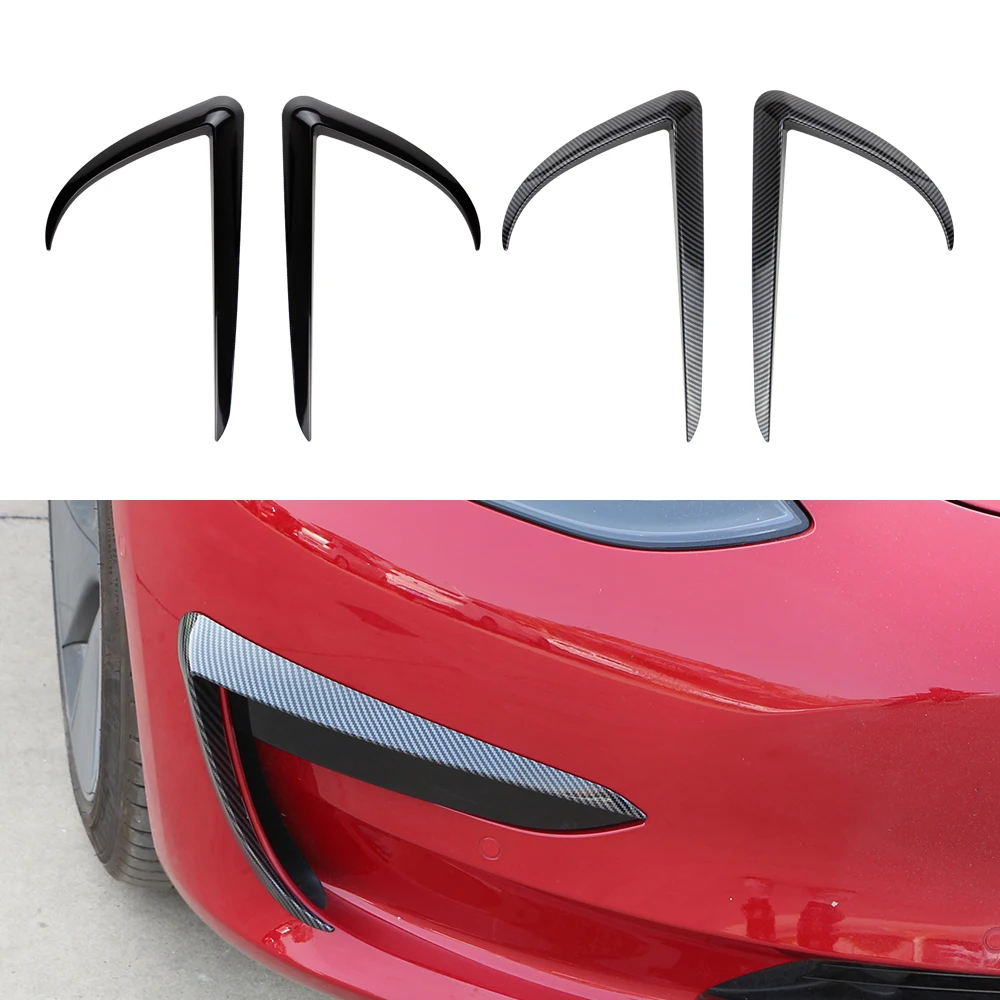 

For Tesla Model 3 Model Y Car Exterior Modification Accessories ABS Front Fog Lamp Eyebrow Model3 2017-2022 Wind Knife Bumper